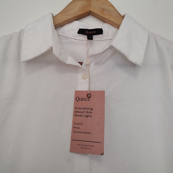 Quince White Vintage Wash Tencel Short Sleeve Button Front Camp Shirt Size Small - Picture 4 of 12